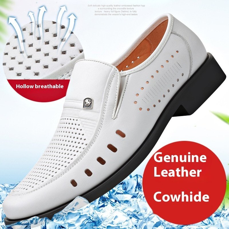Breathable Leather Sandals Thin Hollow Soft Leather Men's Shoes - Image 9