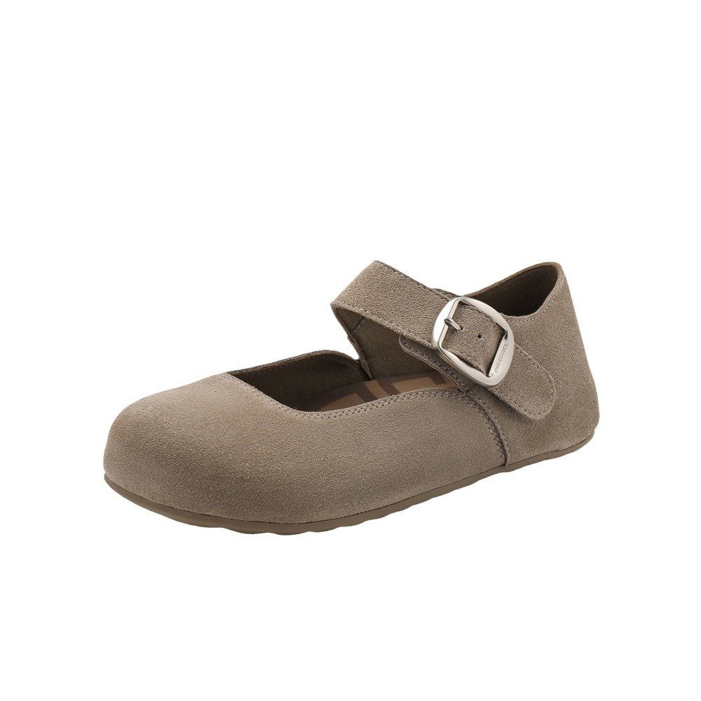 Women's Leather Round Head Flat Shoes - Image 5