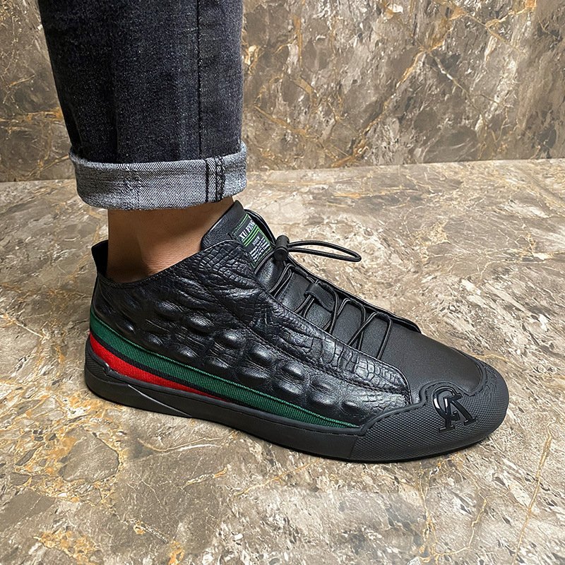 Men's Trendy Leather High Top Shoes Net Red Shoes - Image 3