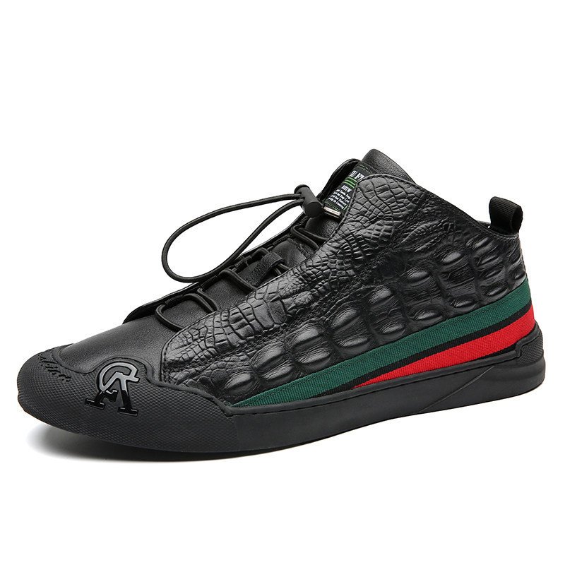 Men's Trendy Leather High Top Shoes Net Red Shoes - Image 5