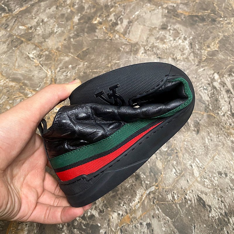 Men's Trendy Leather High Top Shoes Net Red Shoes - Image 2