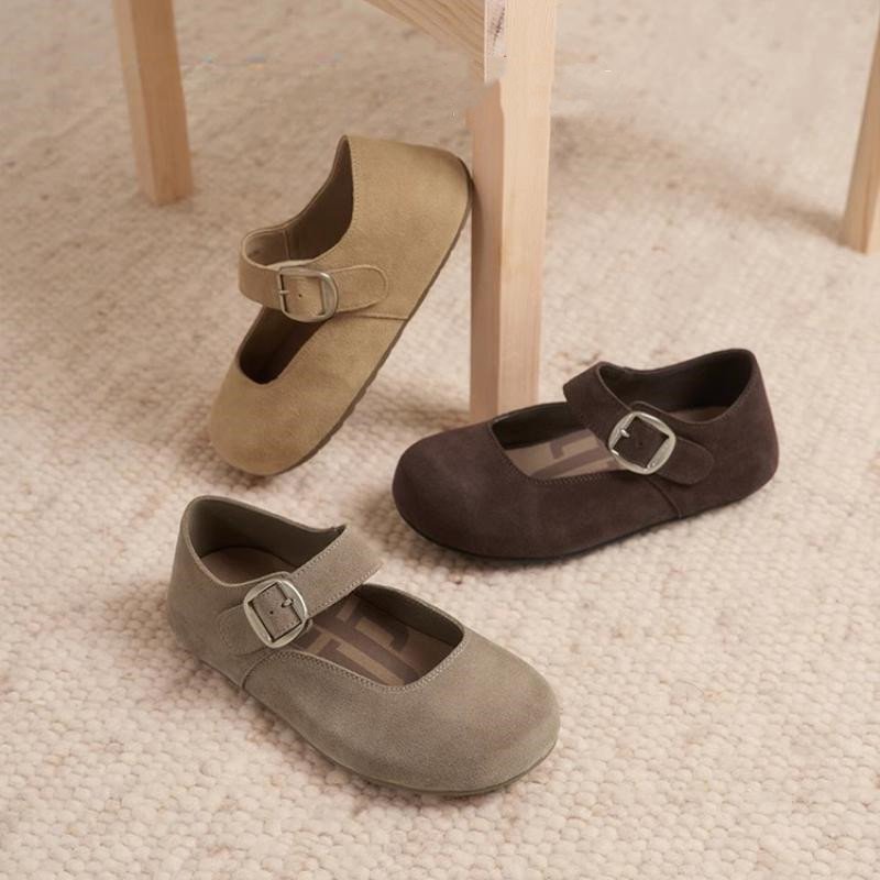 Women's Leather Round Head Flat Shoes