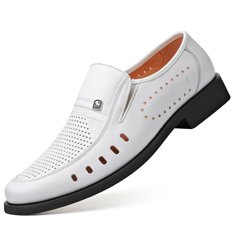 Breathable Leather Sandals Thin Hollow Soft Leather Men's Shoes - Image 5
